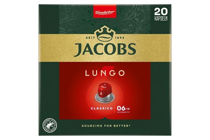 Jacobs Lungo Classico őrölt-pörkölt kávé kapszulában 20 db 104 g