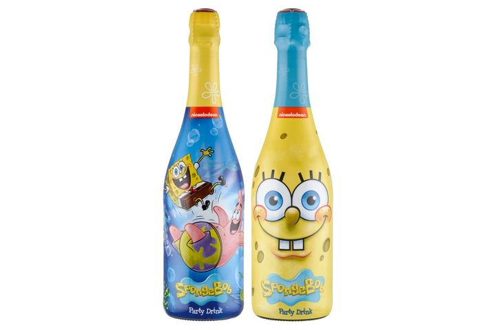 Nickelodeon SpongeBob Party Drink gyerekpezsgő, banán ízű szénsavas üdítőital 0,75 l