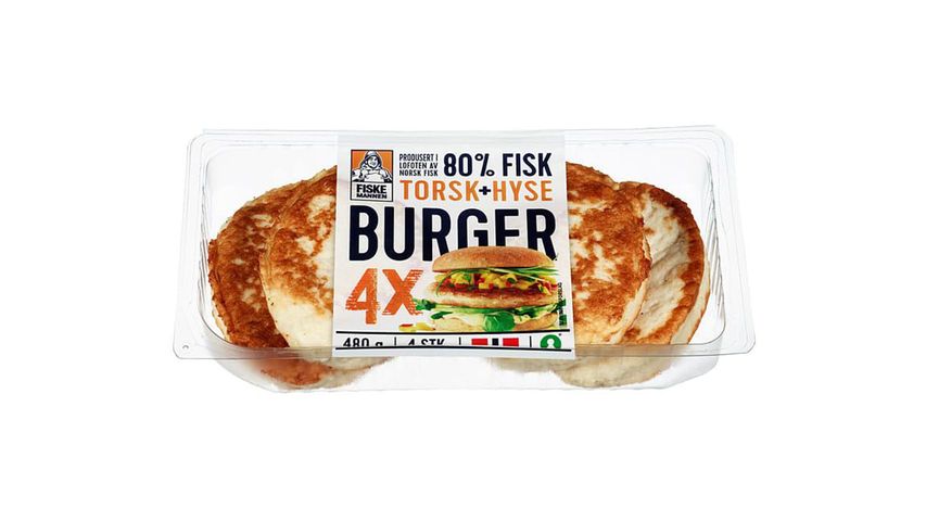 Fiskemannen Fiskeburger 80% Torsk & Hyse | 4 x 120g