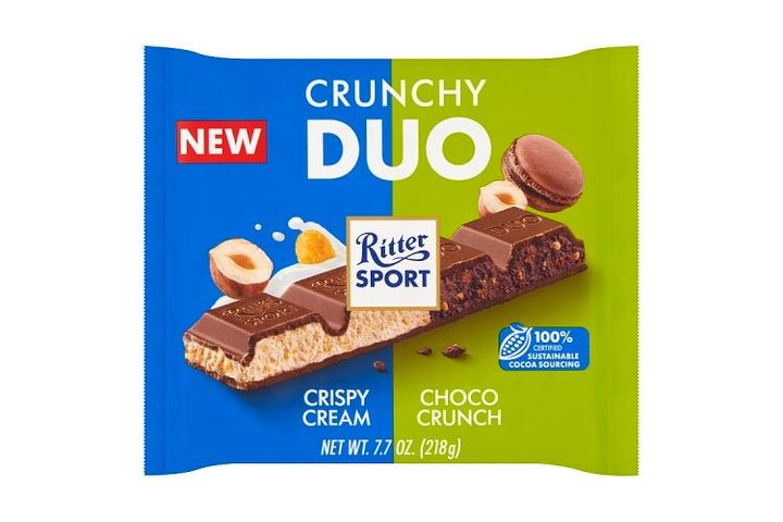 Ritter Sport Duo crunchy dupla töltelékes tejcsokoládé 218 g