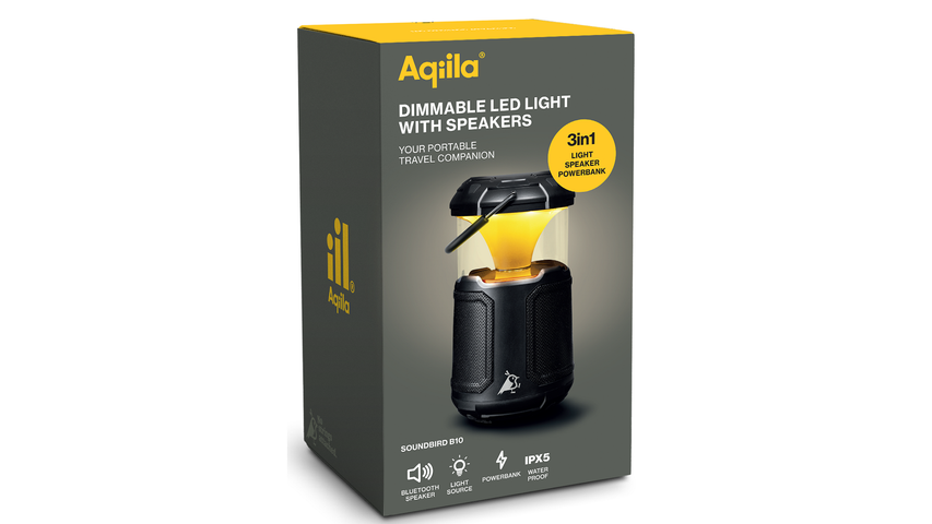 Aqiila Høytaler, Powerbank & Lys Soundbird B10