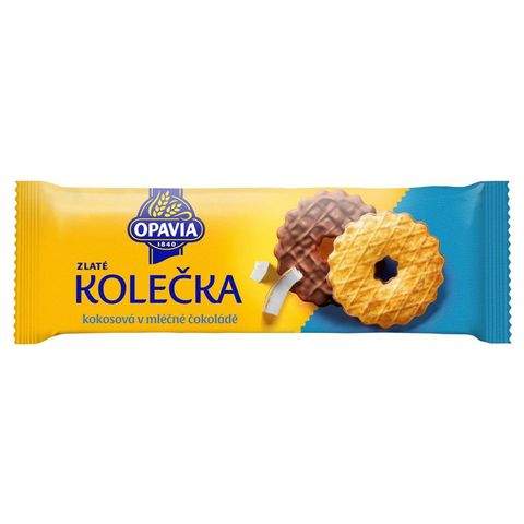 Opavia Zlaté Kolečka s kokosovou příchutí v mléčné čokoláde | 146 g