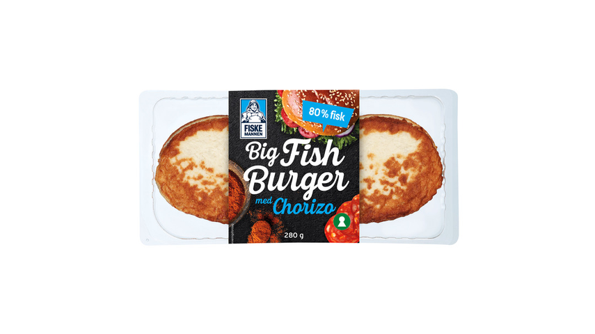 Fiskemannen Fiskeburger 80% m/Chorizo | 280g