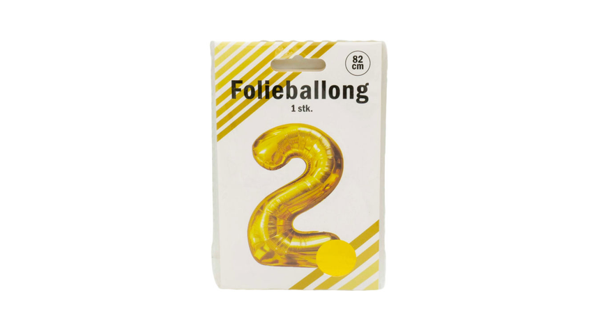 Folieballong Nummer 2 Gull