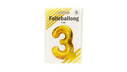 Folieballong Nummer 3 Gull