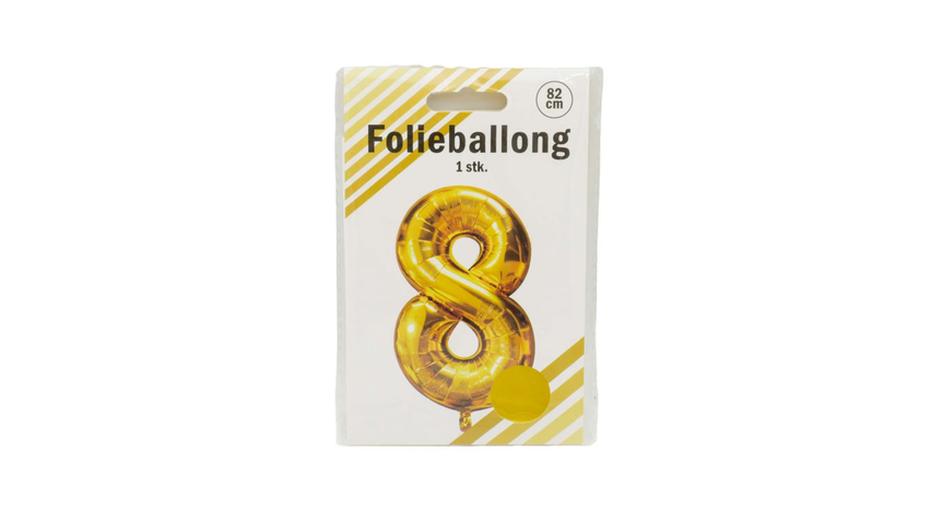 Folieballong Nummer 8 Gull