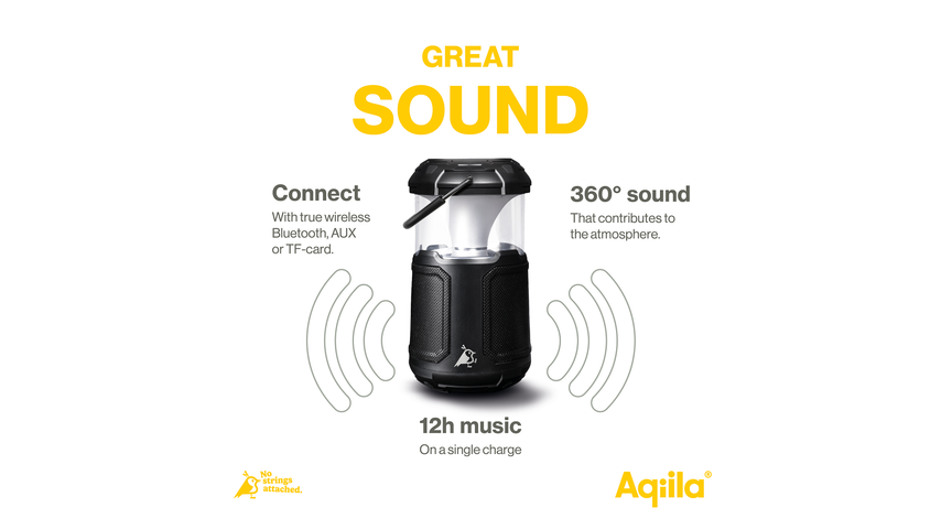 Aqiila Høytaler, Powerbank & Lys Soundbird B10