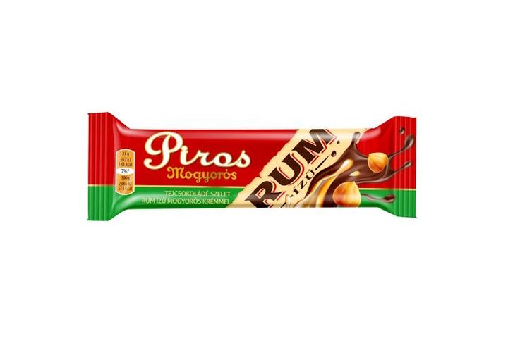 Piros Mogyorós tejcsokoládé szelet rumos-mogyorós krémmel töltve 25 g