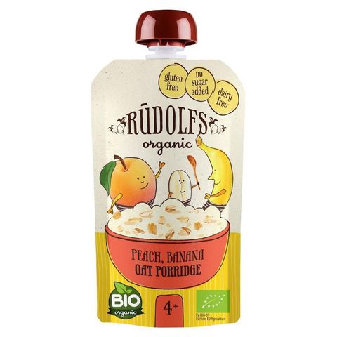 Rudolfs BIO kapsička Broskev. banán. celozrnná ovesná kaše | 110 g
