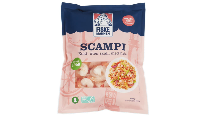 Fiskemannen Kokt Scampi 41/50 u/Skall | 500g