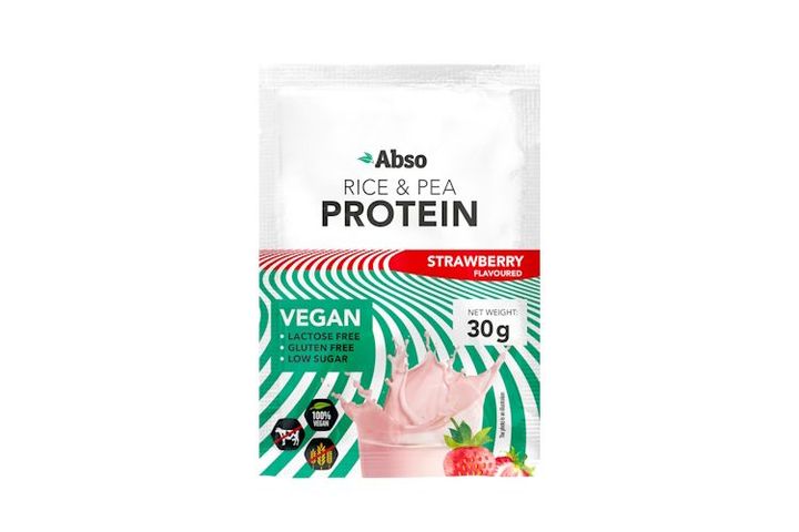 AbsoRice - Eper ízű vegán fehérjepor vegán - 30 g