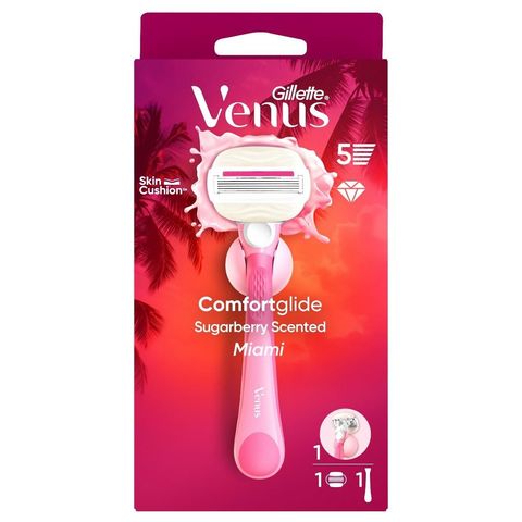 Gillette Venus ComfortGlide Miami Női Borotva Sugarberry Illattal, 1 db Borotvabetét, Borotva