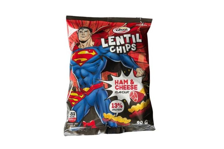 OHO "Superman" lencse chips sonkás-sajtos 90 g