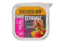 Julius-K9 borjúban gazdag terrine sütőtökkel teljes értékű állateledel felnőtt kutyák számára 150 g