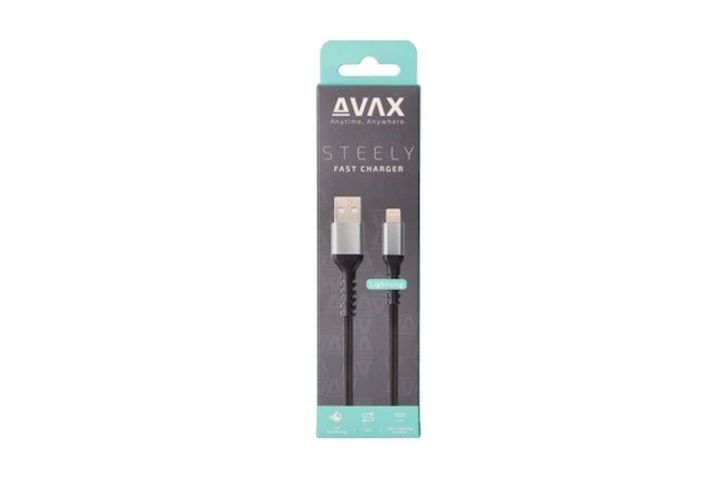 Avax CB401G Steely USB A-Lightning 20W, 1.5m gyorstöltő, sodorszálas kábel, 3A acélszürke 1 db