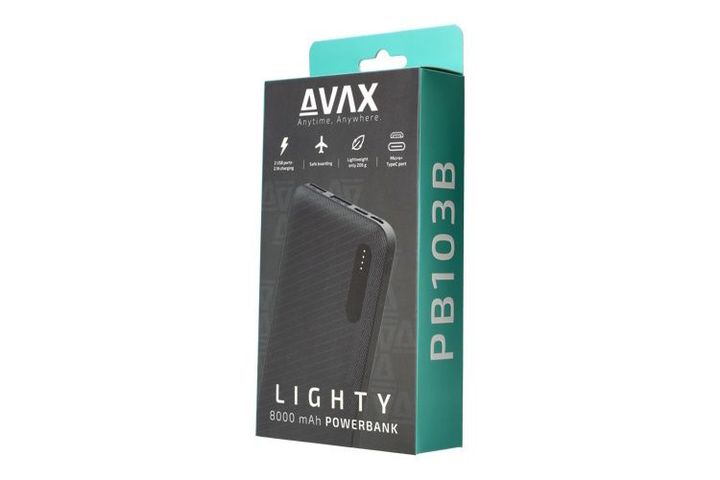 Avax PB103B Lighty 8.000mAh Type C powerbank fekete 1 db