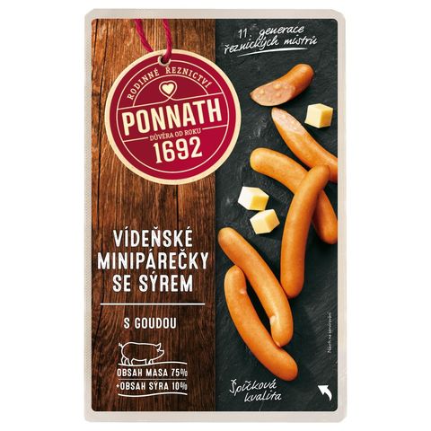 Ponnath Vídeňské mini párečky se sýrem | 200 g