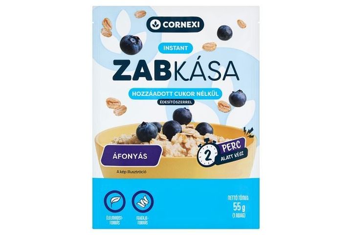Cornexi áfonyás instant zabkása chia maggal hozzáadott cukor nélkül, édesítőszerrel 55 g
