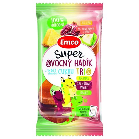 Emco Super ovocný hadík Trio ananas - granátové jablko - jablko | 20 g