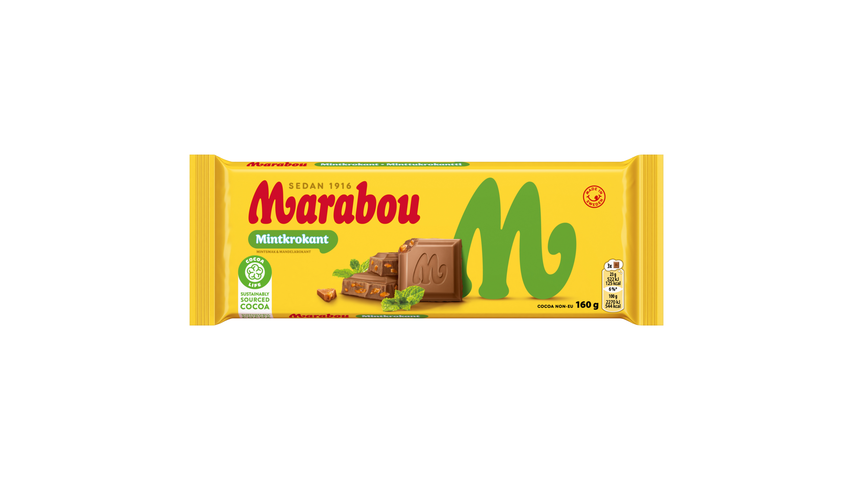 Marabou Mjölkchoklad Mintkrokant 160g