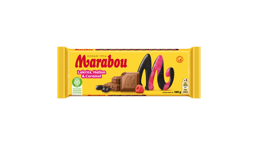 Marabou Mjölkchoklad Lakrits, Hallon & Caramel 160g