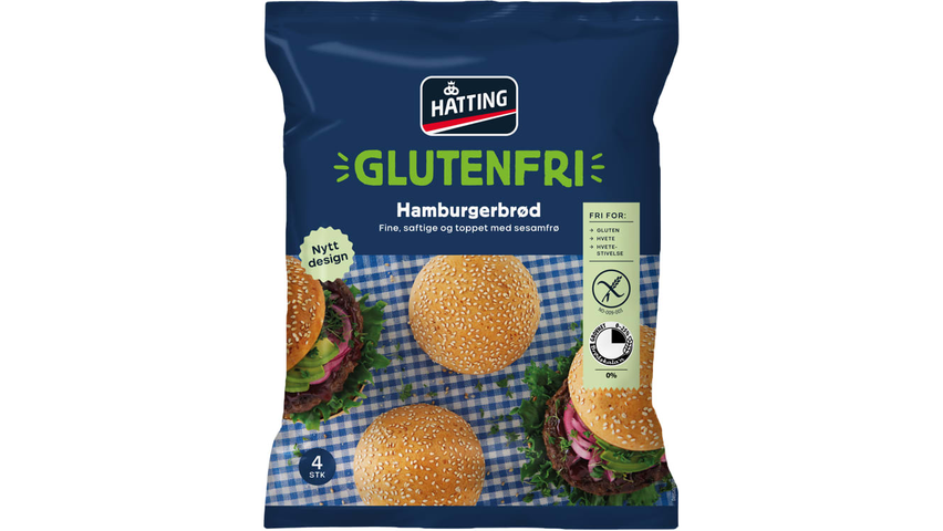 Hatting Hamburgerbrød Glutenfri | 4 x 320g