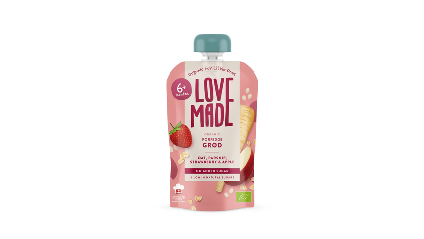 LoveMade Grøt m/Havre Pastinakk/Jordbær & Eple | 100g