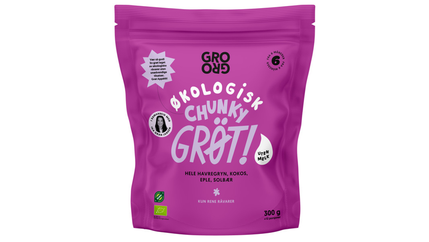 Grogro Pulvergrøt Chunky Eple & Solbær | 300g
