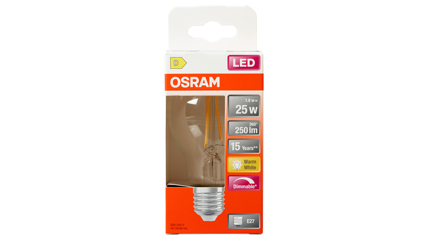 Osram Lyspære Led Cl A | 25 klar dim 827 E27