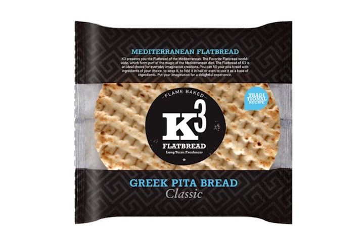 K³ Flatbread Greek Classic Pita Bread 4 x 90 g (360 g)