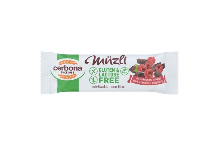 Cerbona Gluten & Lactose Free Dark Chocolate-Raspberry Muesli Bar 35 g