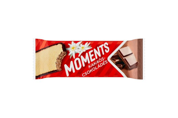 Moments kakaós bevonómasszába mártott, kakaós-csokoládés krémmel töltött ostyaszelet 45 g