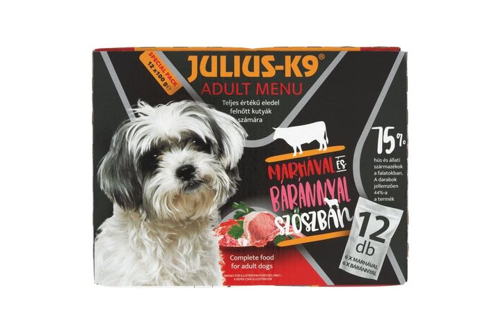 Julius-K9 Complete Pet Food for Adult Dogs with Beef and Lamb in Sauce 12 x 100 g