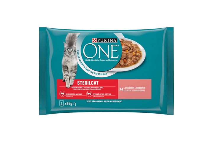 ONE Alutasak Sterilcat Lazaccal és Sárgarépával 4x85g Multipack