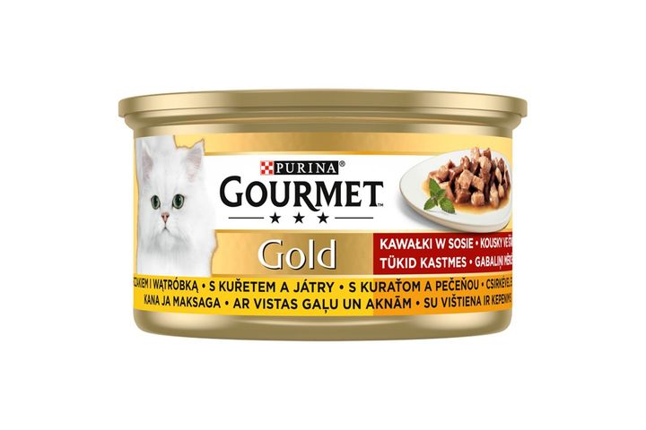 Purina Gourmet Gold falatok szószban csirkével és májjal nedves macskaeledel 85 g