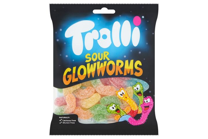 Trolli Sour Glowworms gumicukorka 100 g
