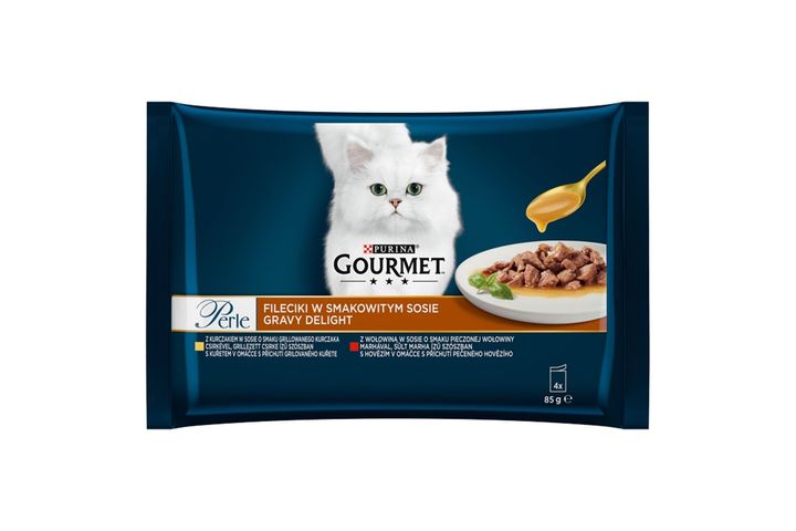 Purina Gourmet Perle Gravy Delight Wet Cat Food with Chicken/Beef 4 x 85 g (340 g)