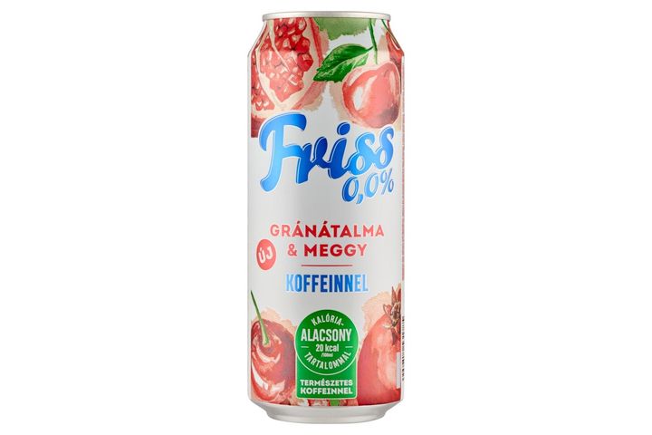 Borsodi Friss 0,0% gránátalma-meggy ízű üdítőital és alkoholmentes malátaital keveréke 0,5 l
