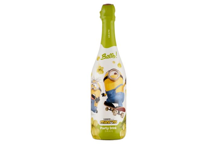 Bello! Minions Party Drink gyerekpezsgő, szőlő ízű szénsavas üdítőital 750 ml