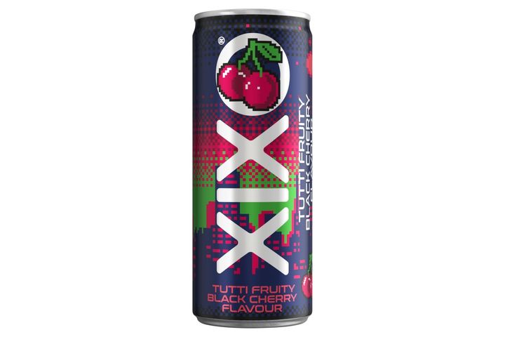 XIXO Tutti Fruity fekete cseresznye- és tuttifruttiízű, szénsavas üdítőital 250 ml