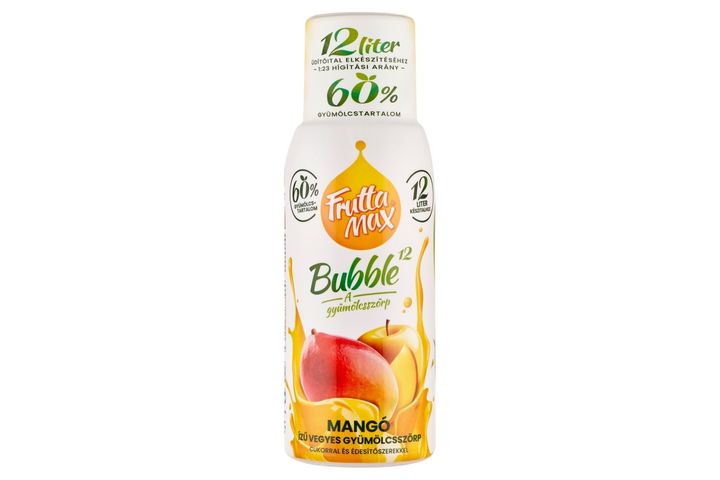 FruttaMax Bubble¹² mangó ízű vegyes gyümölcsszörp cukorral és édesítőszerekkel 500 ml