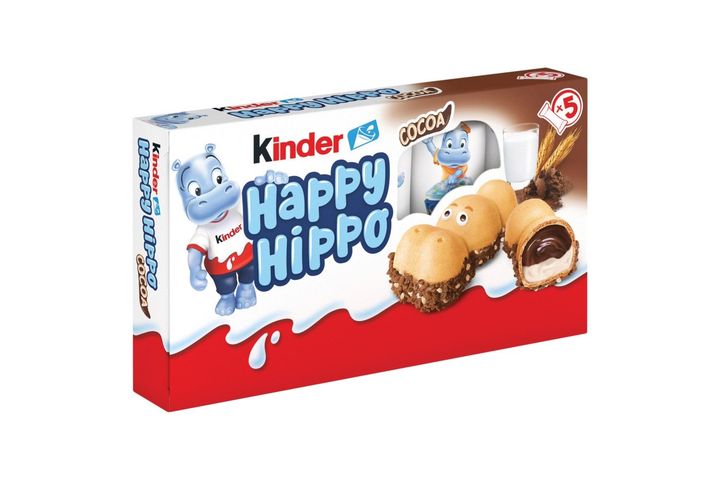 Kinder Happy Hippo Cacao kakaós és tejes krémmel töltött ropogós ostya 5 x 20,7 g (103,5 g)