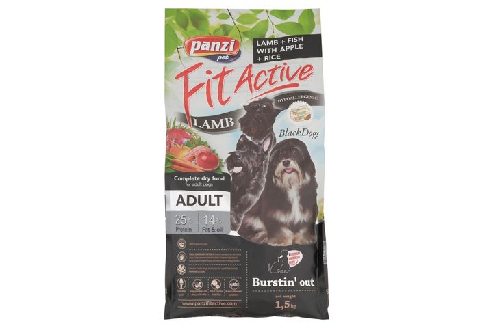 Panzi Fit Active Hypoallergenic Complete Dry Food for Black-Haired Adult Dogs 1,5 kg