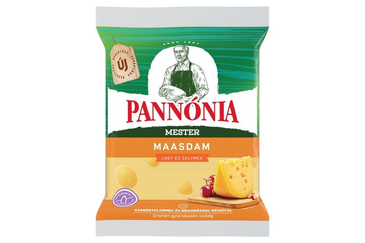 Pannónia Mester Maasdam darabolt, zsíros, félkemény, erjedési lyukas sajt 200 g