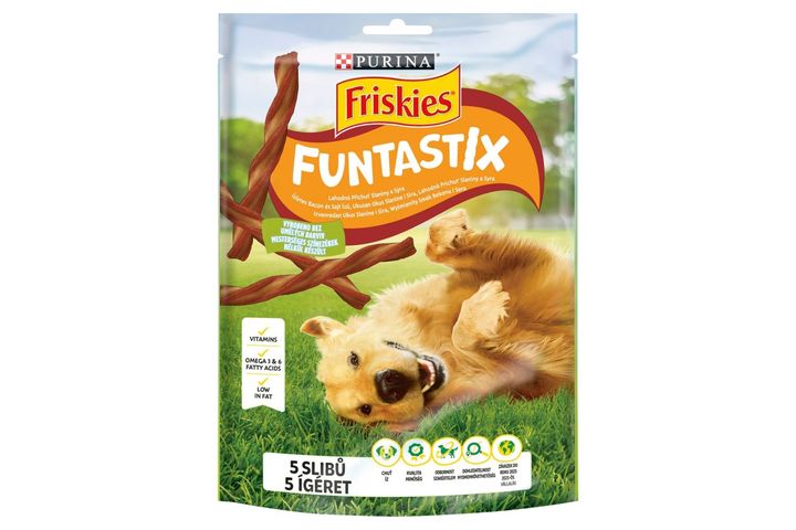 Purina Friskies Funtastix Complementary Pet Food for Adult Dogs with Bacon and Cheese Flavour 175 g