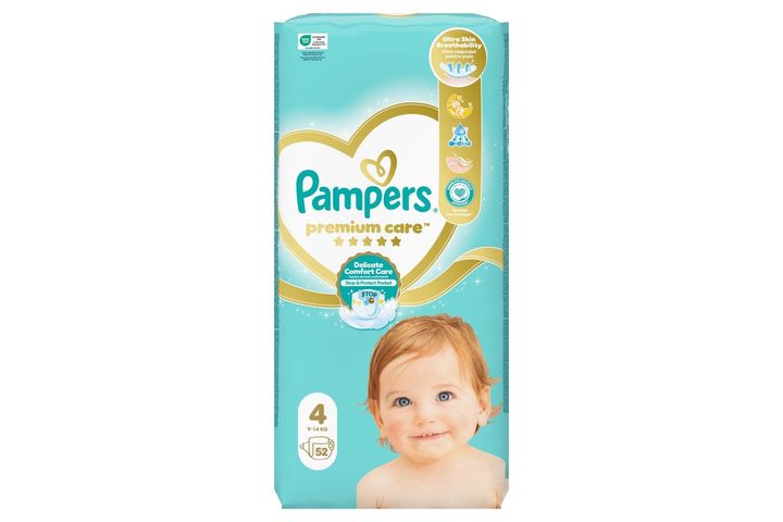 Pampers Premium Care Size 4, 52 Nappies, 9kg-14kg