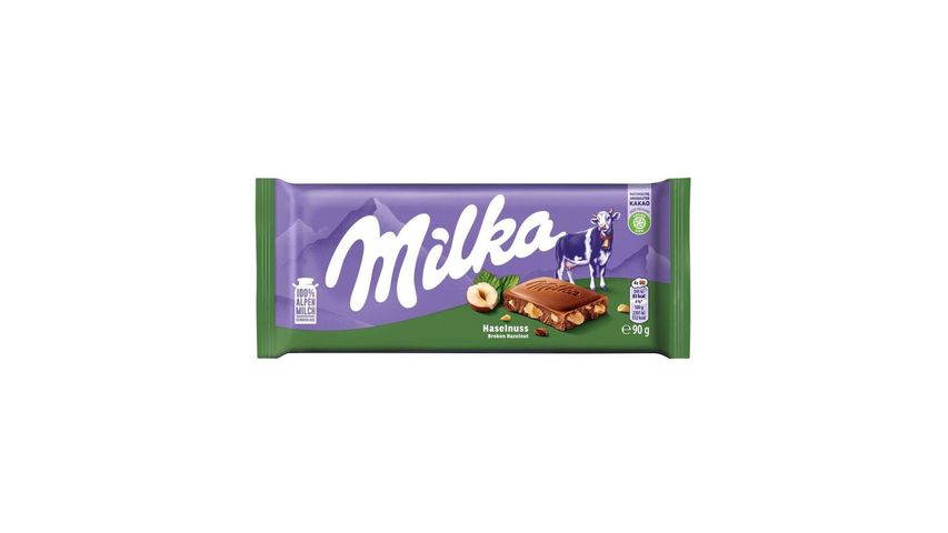 Milka alpesi tej felhasználásával készült tejcsokoládé törtmogyoróval 90 g