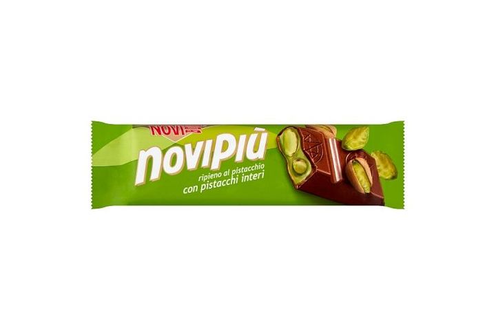 Novi Novipiù Milk Chocolate Bar with Pistachio Filling and Whole Pistachios 35 g