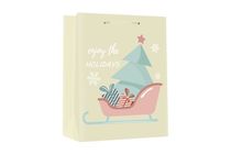 Dísztasak CREATIVE Deluxe plus L 26x32x12 cm karácsonyi színes matt glitteres szürke mintás szalagfüles