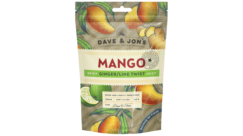 Dave & Jon's Tørket Mango Ginger/Lime | 100g